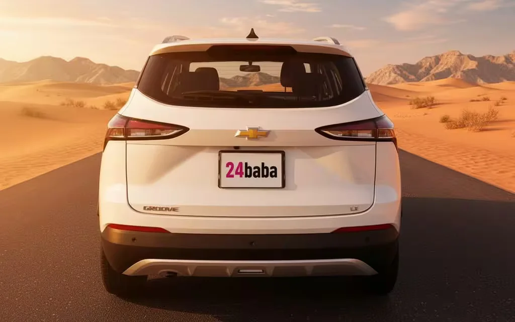 Chevrolet Groove 2025 White rear view showing taillights – rental in Dubai