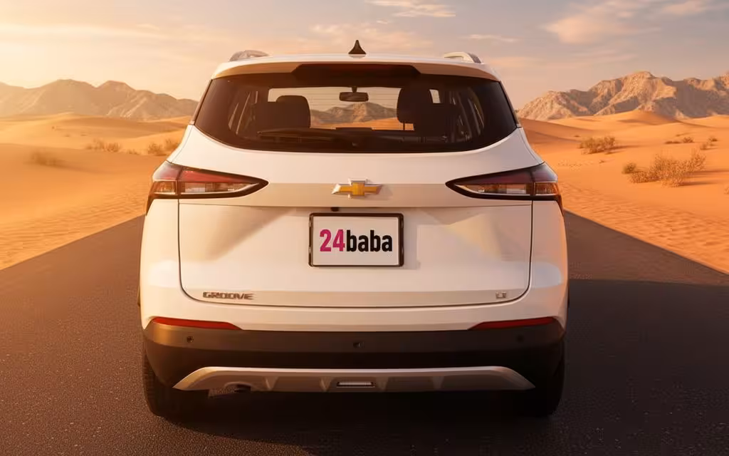 Chevrolet Groove 2025 White rear view showing taillights – rental in Dubai