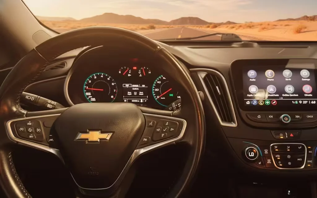 Chevrolet Malibu 2022 dashboard and infotainment – rental in Dubai