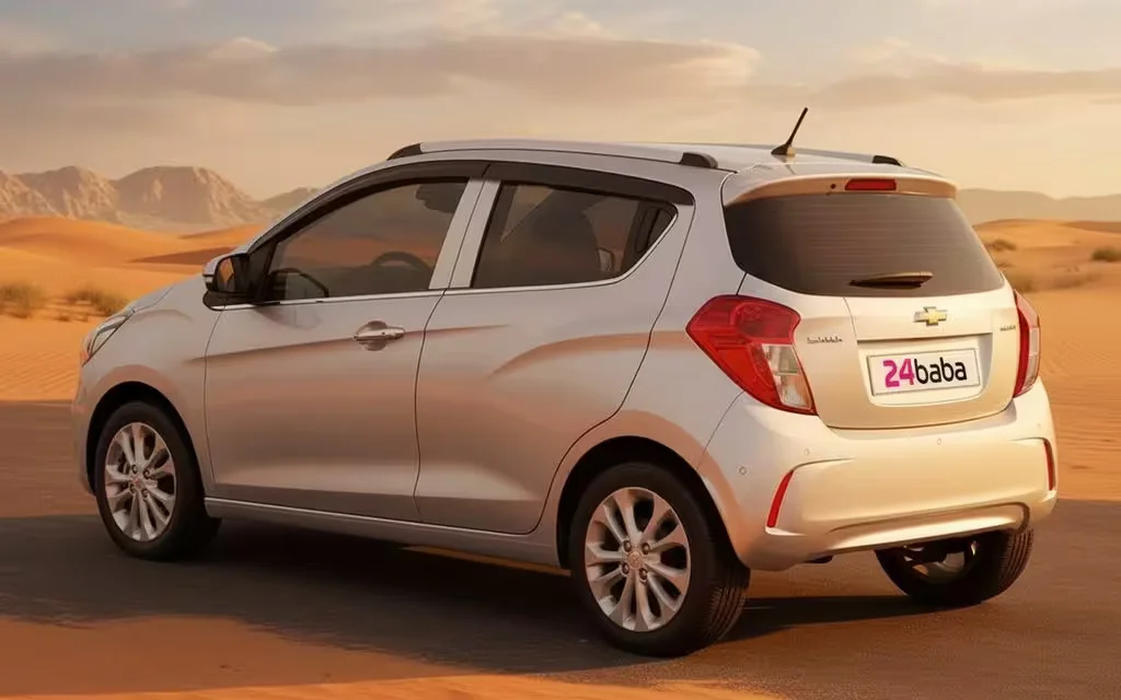 Chevrolet Spark 2020 Silver rear view showing taillights – rental in Dubai