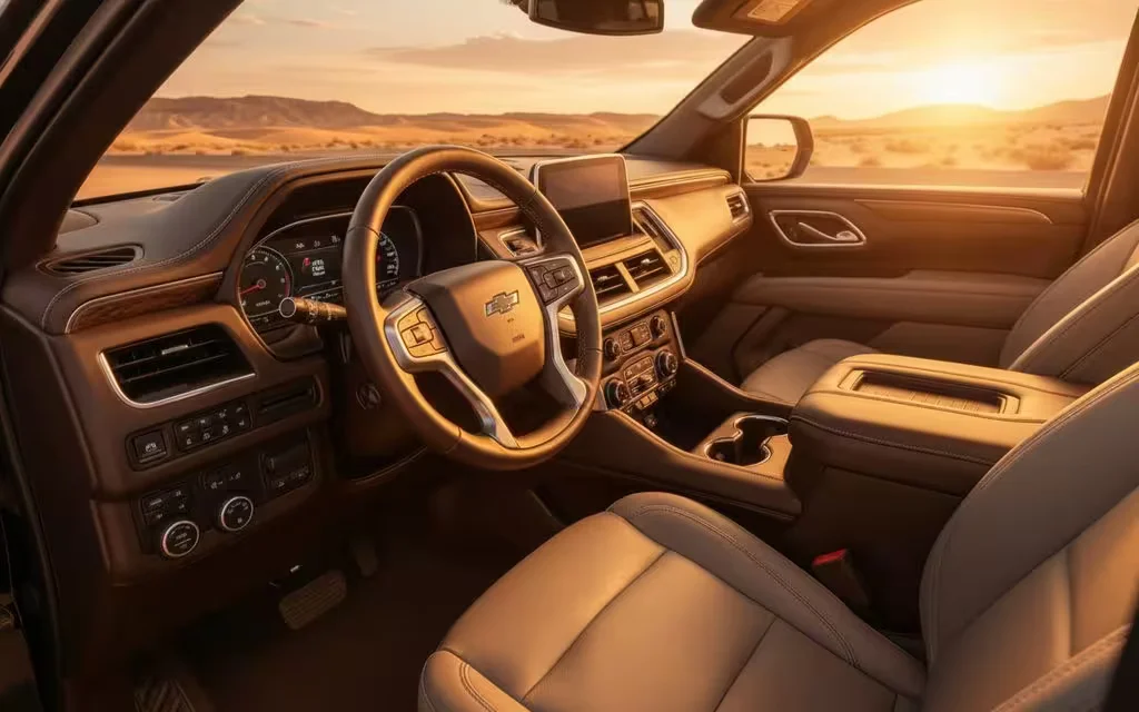 Chevrolet Tahoe 2022 interior view showing trim – rental in Dubai