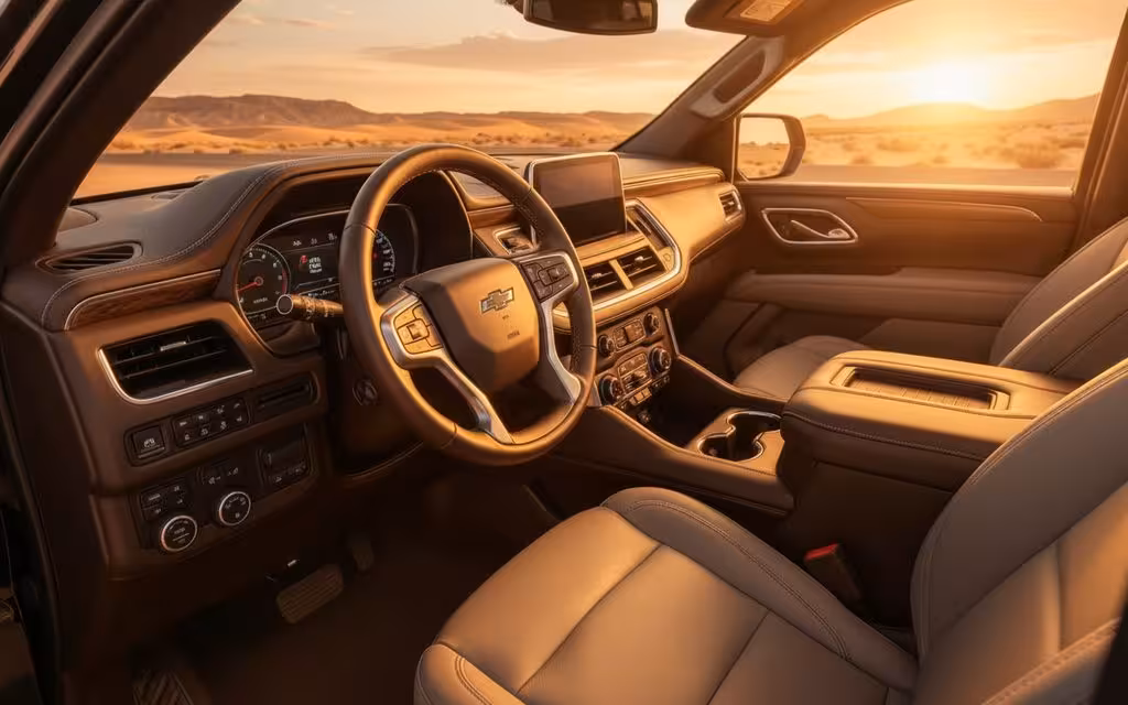 Chevrolet Tahoe 2022 interior view showing trim – rental in Dubai