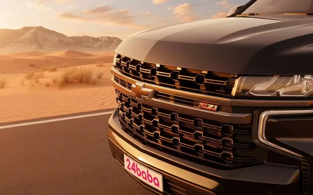 Chevrolet Tahoe 2022 model badge close up – rental in Dubai