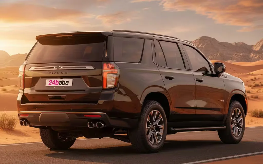 Chevrolet Tahoe 2022 Black rear view showing taillights – rental in Dubai