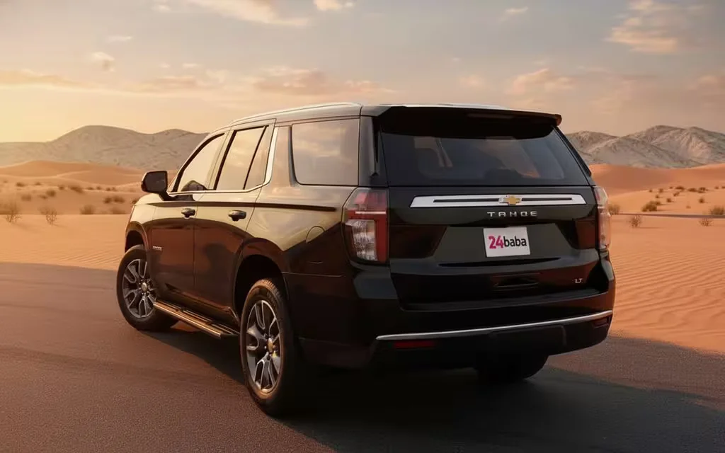 Chevrolet Tahoe 2024 Black rear view showing taillights – rental in Dubai
