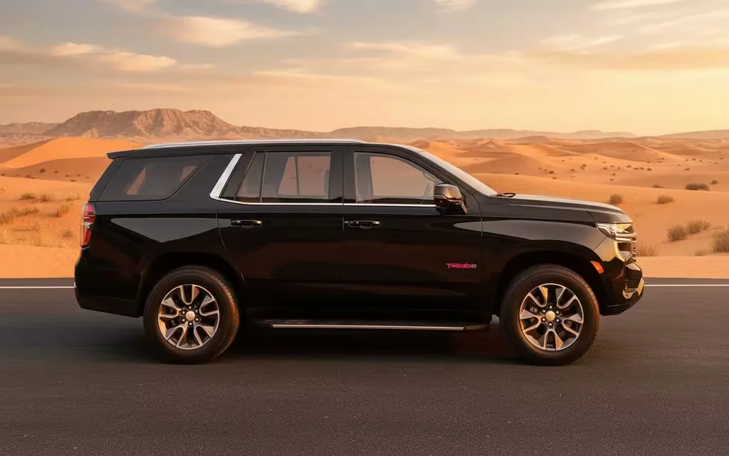 Chevrolet Tahoe 2024 Black side profile – rental in Dubai