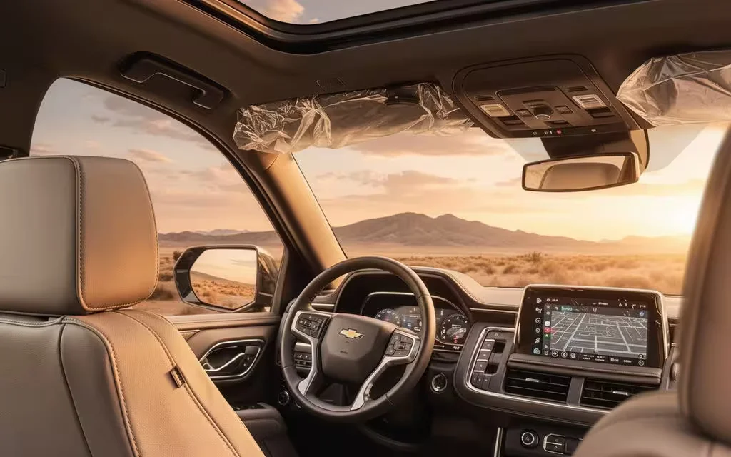 Chevrolet Tahoe 2024 dashboard and infotainment – rental in Dubai