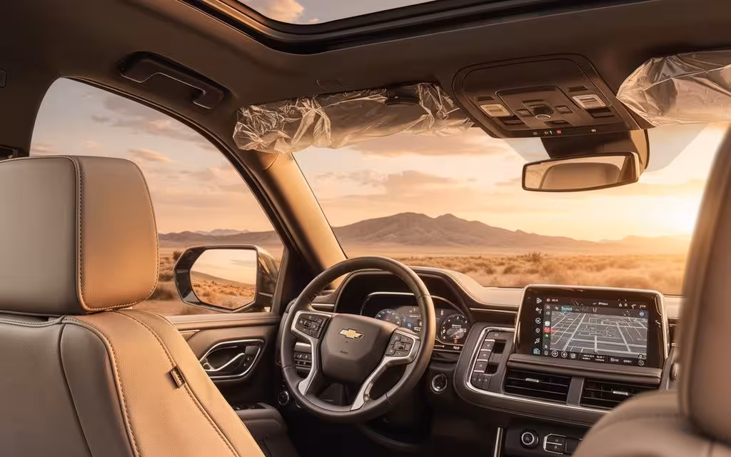 Chevrolet Tahoe 2024 dashboard and infotainment – rental in Dubai