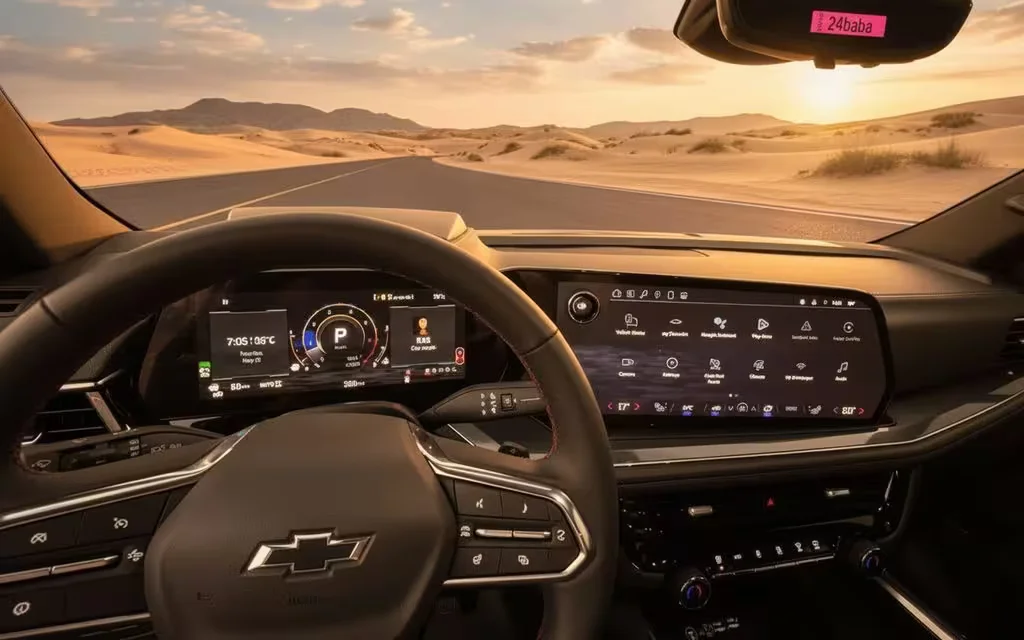 Chevrolet Tahoe 2025 interior view showing trim – rental in Dubai