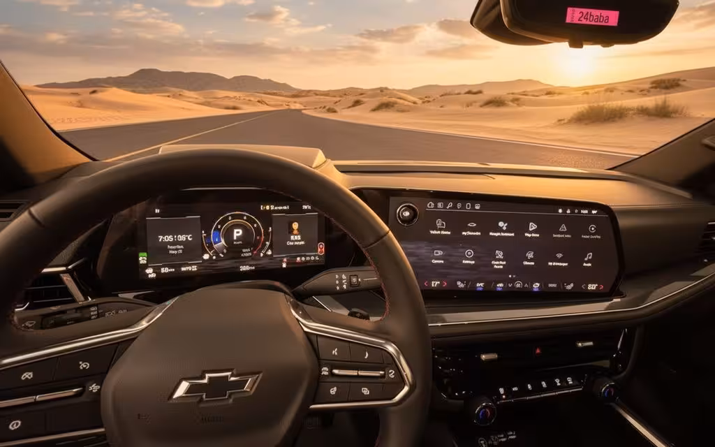 Chevrolet Tahoe 2025 interior view showing trim – rental in Dubai