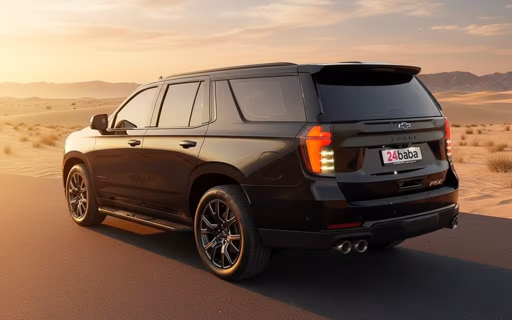 Chevrolet Tahoe 2025 Black rear view showing taillights – rental in Dubai