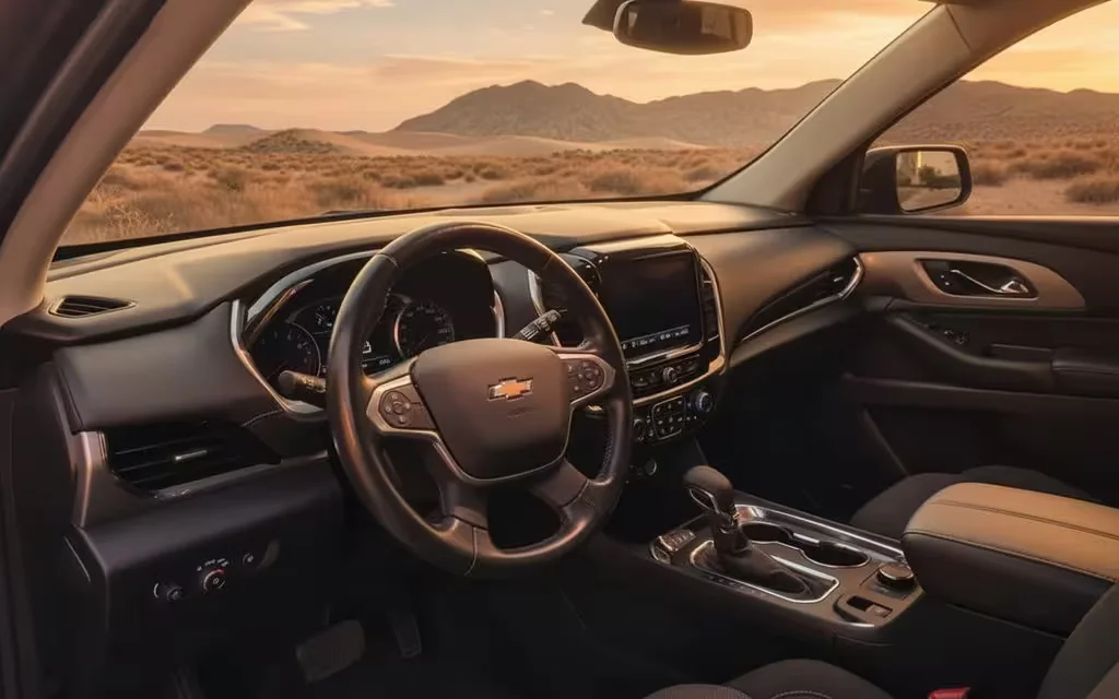 Chevrolet Traverse 2022 dashboard and infotainment – rental in Dubai