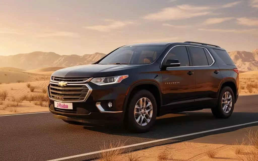 Chevrolet Traverse 2022 Black side profile – rental in Dubai