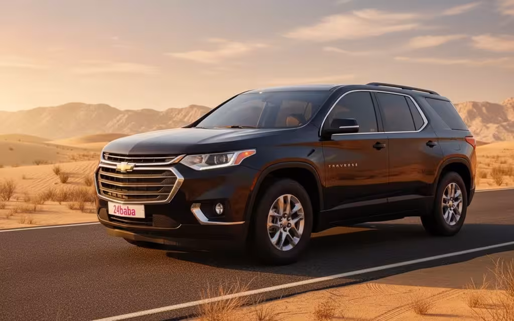 Chevrolet Traverse 2022 Black side profile – rental in Dubai