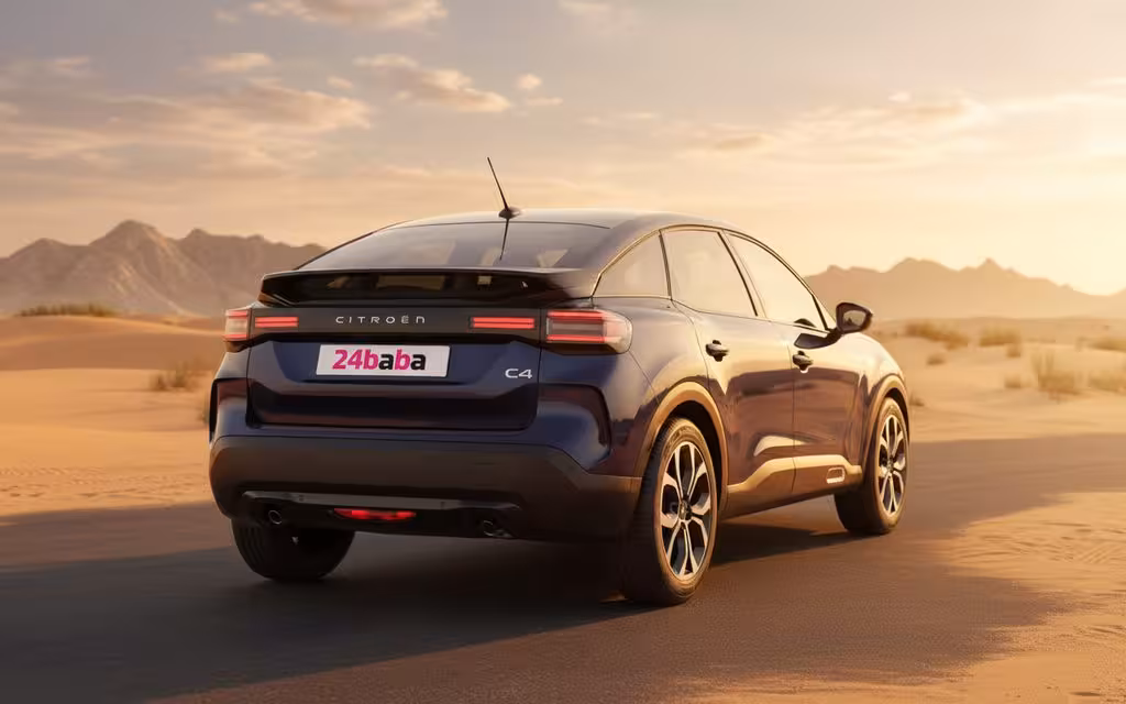 Citroen C4 2026 Blue rear view showing taillights – rental in Dubai