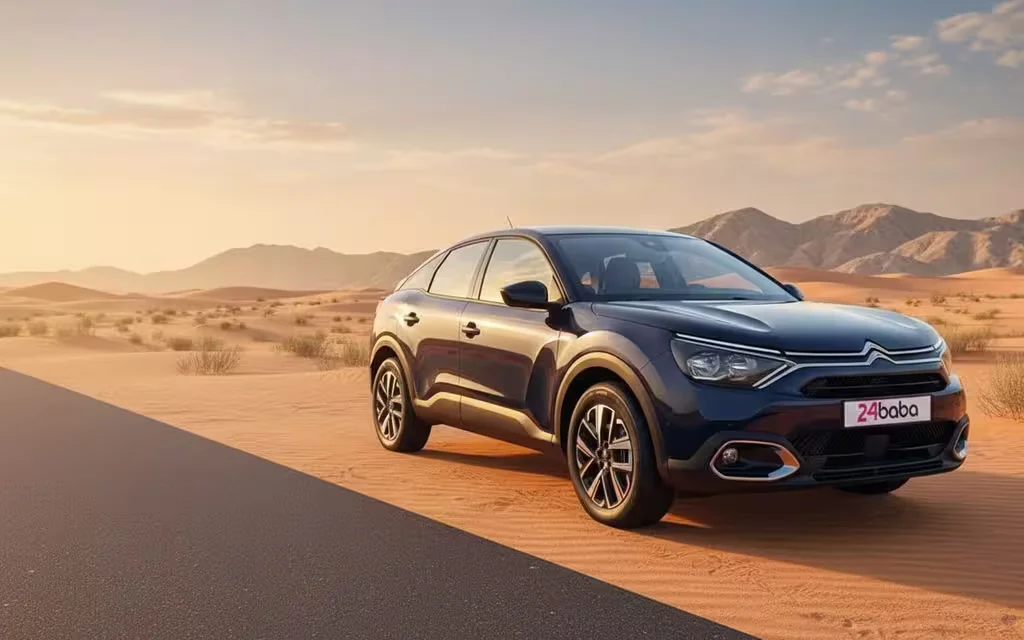 Citroen C4 2026 Blue parked outdoor scene – rental in Dubai