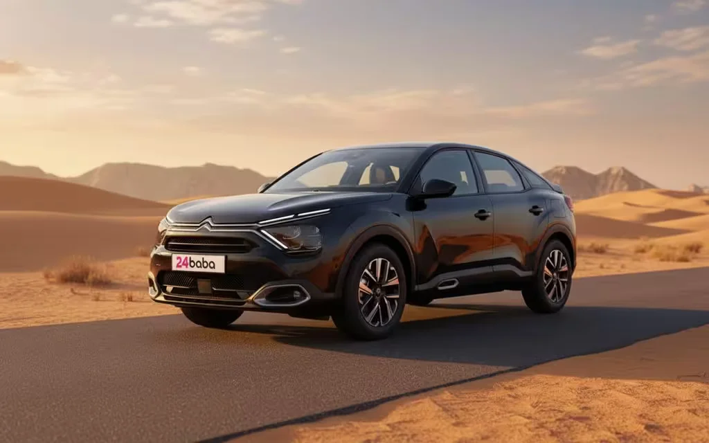 Citroen C4 2026 Blue parked outdoor scene – rental in Dubai