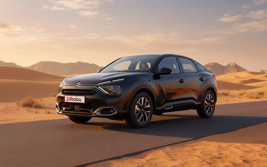 Citroen C4 2026 Blue parked outdoor scene – rental in Dubai