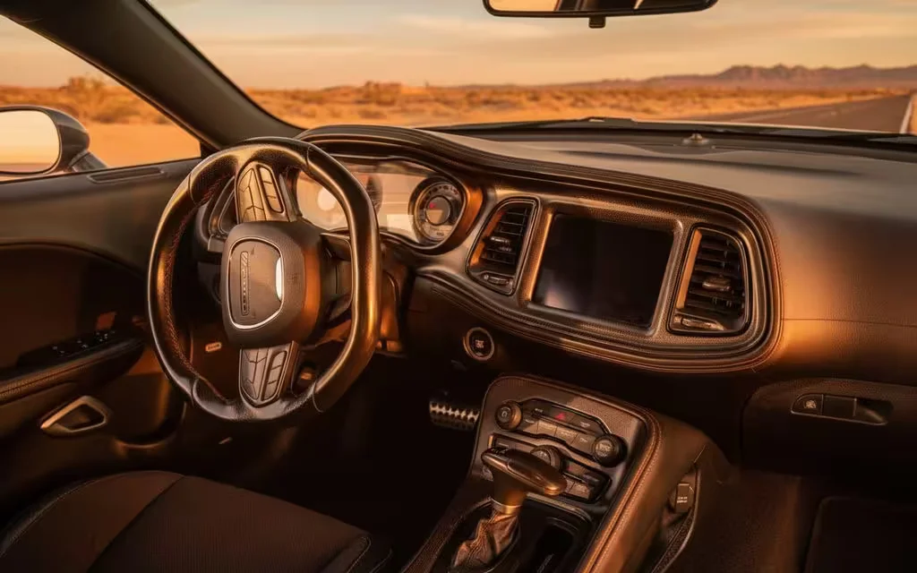 Dodge Challenger 2020 dashboard and infotainment – rental in Dubai