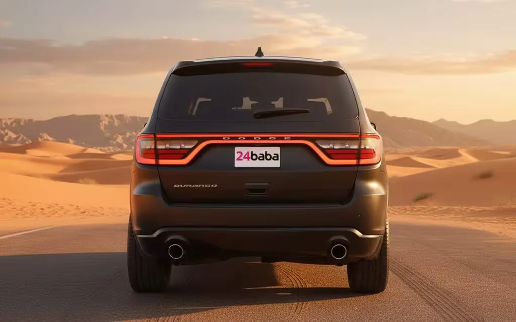 Dodge Durango 2020 Black rear view showing taillights – rental in Dubai
