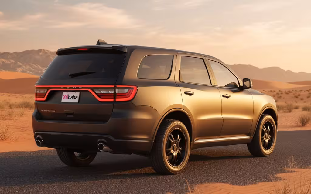 Dodge Durango 2020 Black rear view showing taillights – rental in Dubai