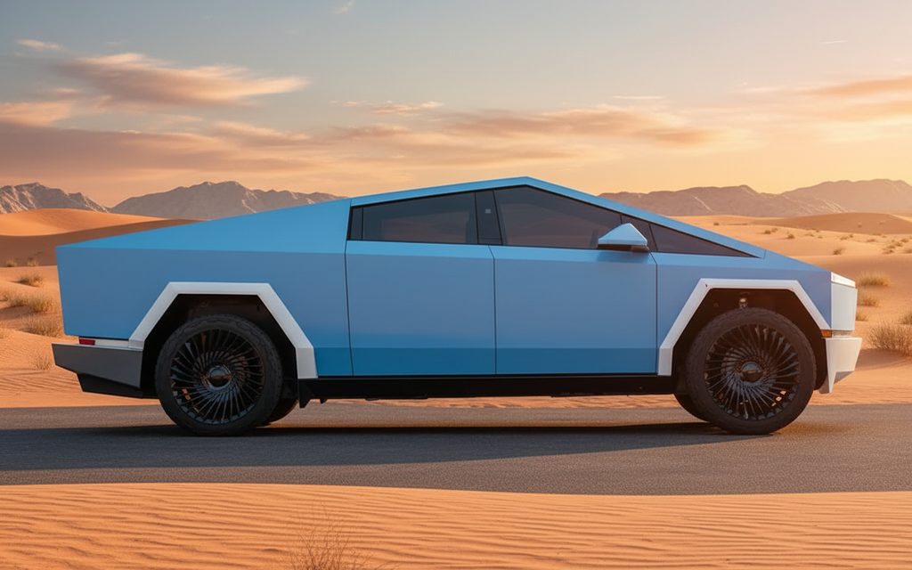 Tesla Cybertruck 2025 Blue side profile