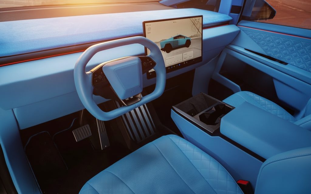 Tesla Cybertruck 2025 interior view showing trim