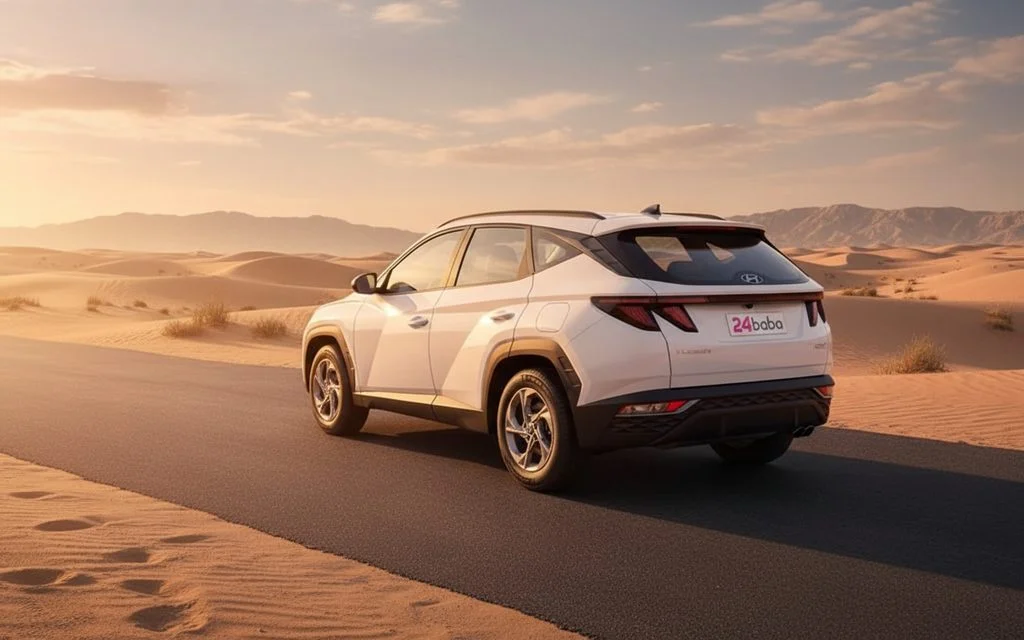 Hyundai Tucson 2022 White rear view showing taillights