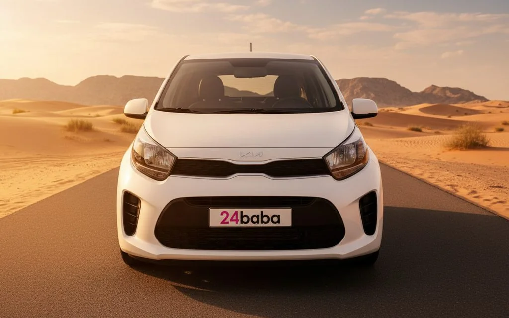 Kia Picanto 2023 White front view with headlights