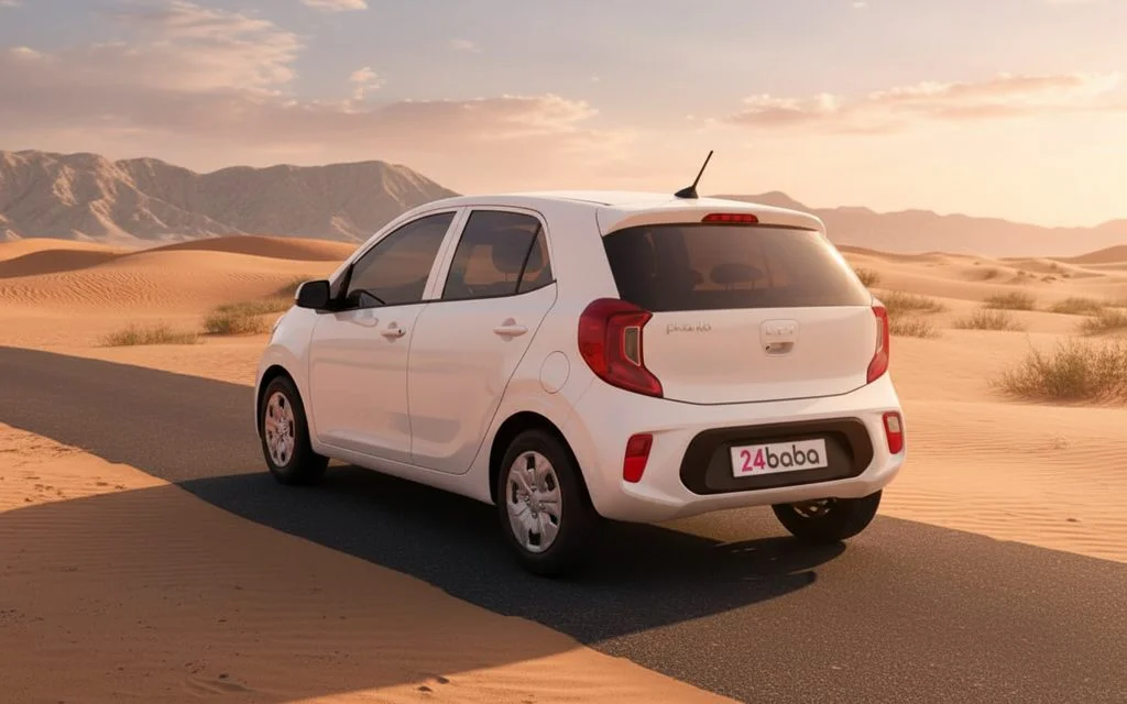 Kia Picanto 2023 White rear view showing taillights