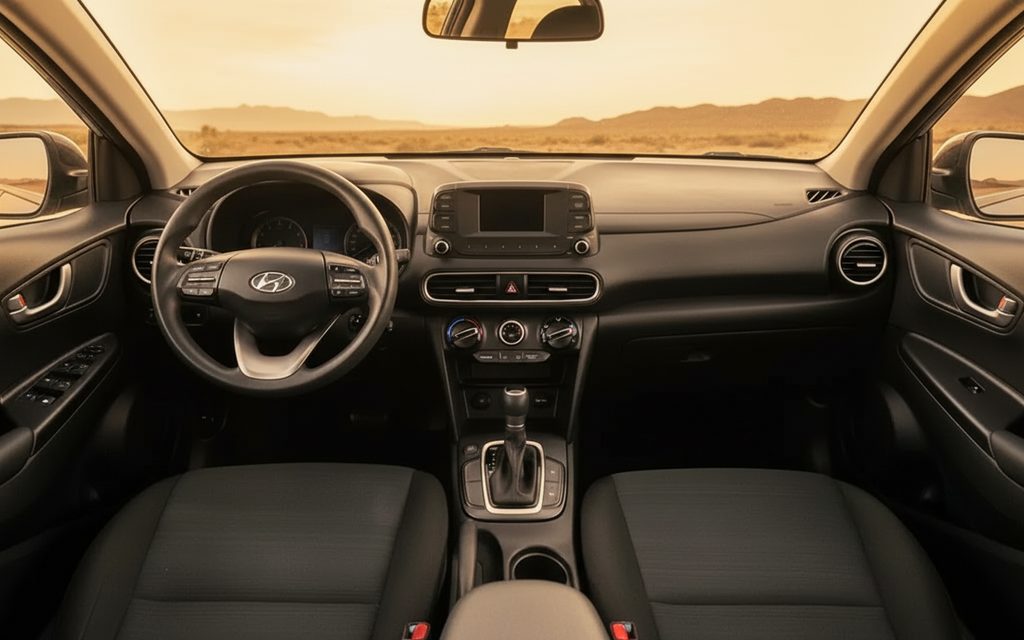 Hyundai Kona 2020 interior view showing trim – rental in Dubai
