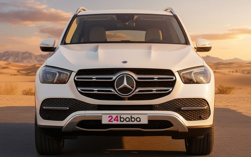 Mercedes Gle350 2022 White front view with headlights