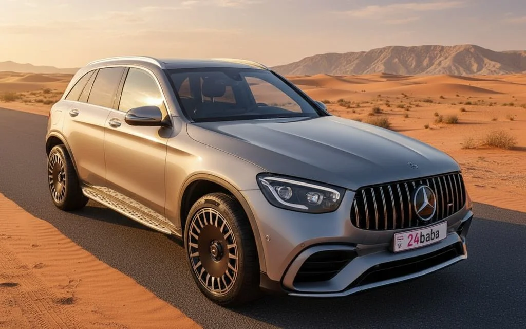 Mercedes Glc300 2021 Grey front view with headlights