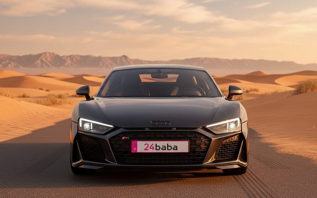 Audi R8 2022 Grey front view with headlights