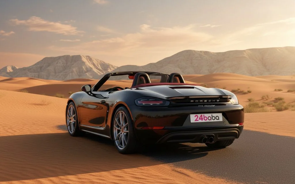 Porsche Boxster 2024 Black rear view showing taillights