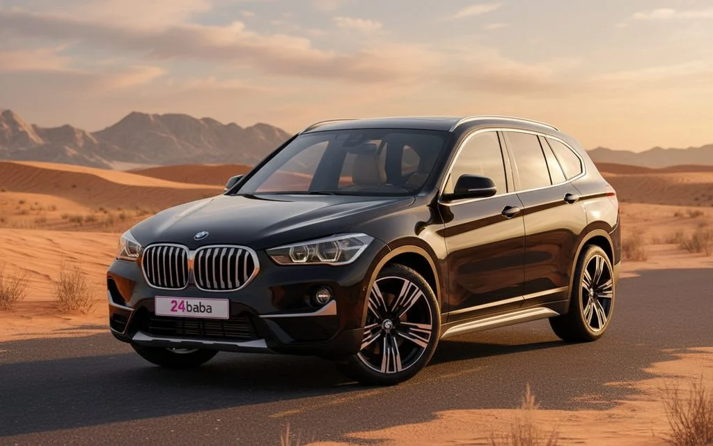 Bmw X1 2022 Black front view with headlights