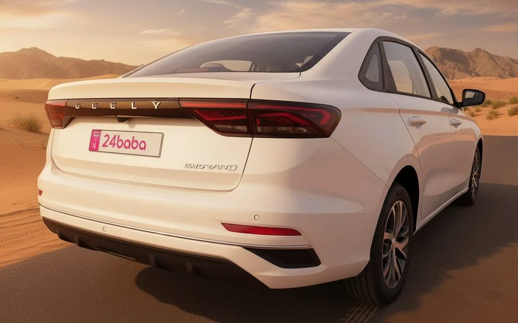 Geely Emgrand 2024 White rear view showing taillights
