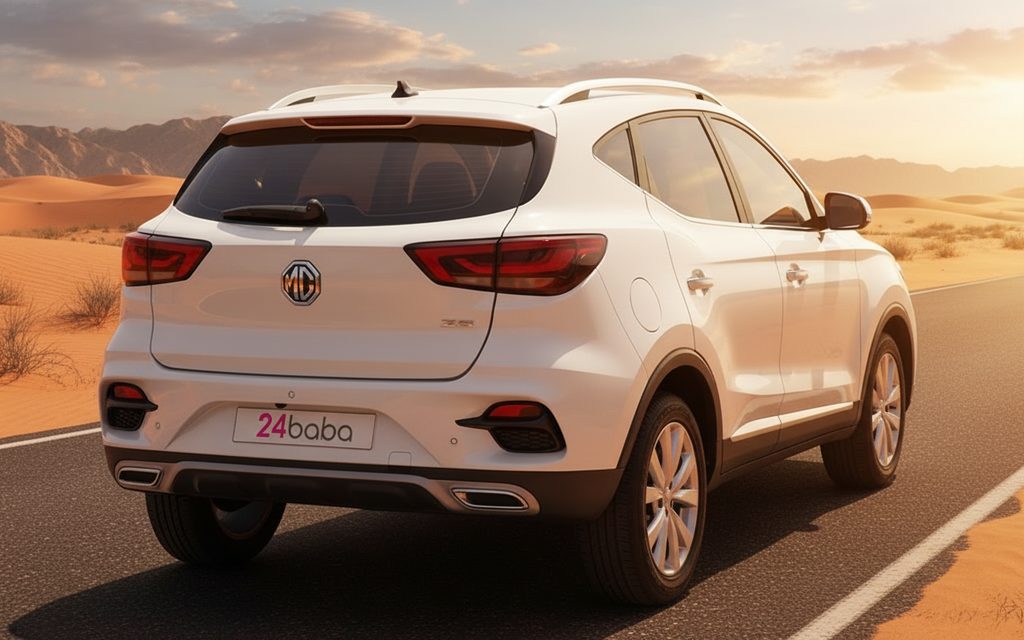 Mg Zs 2023 White rear view showing taillights