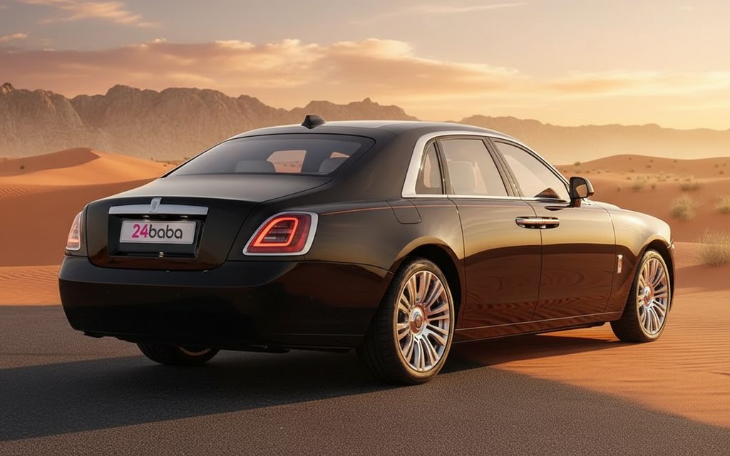 RollsRoyce Ghost 2023 Black rear view showing taillights
