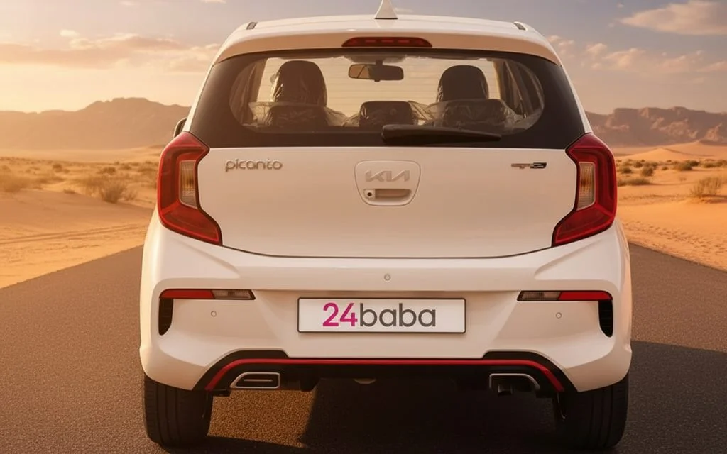 Kia Picanto 2024 White rear view showing taillights
