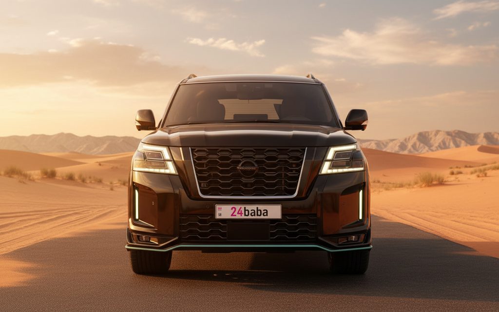 Nissan Patrol 2021 Black front view with headlights