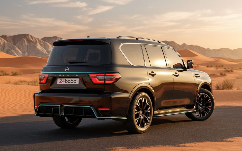 Nissan Patrol 2021 Black rear view showing taillights