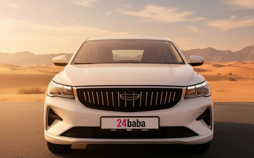 Geely Emgrand 2023 White front view with headlights