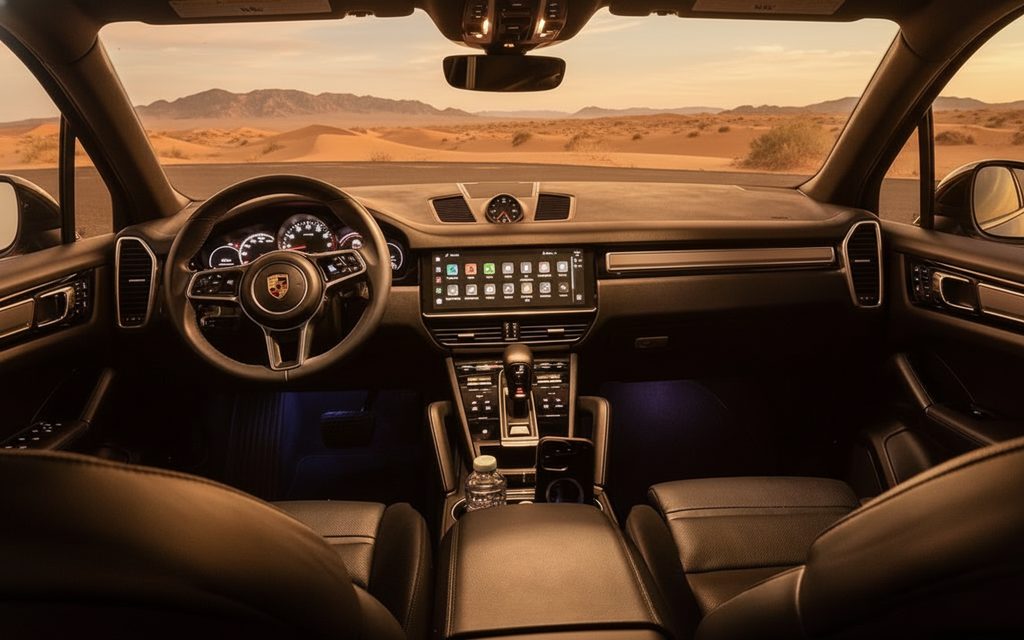 Porsche Cayenne 2023 interior view showing trim – rental in Dubai