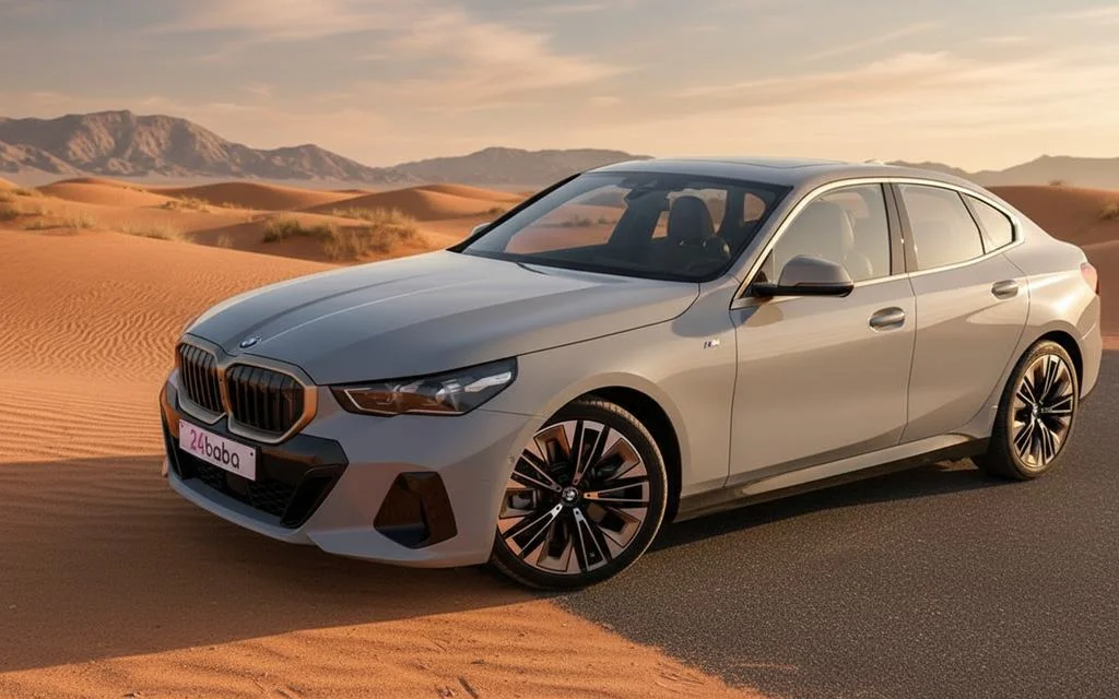 Bmw 520 2025 Grey front view with headlights