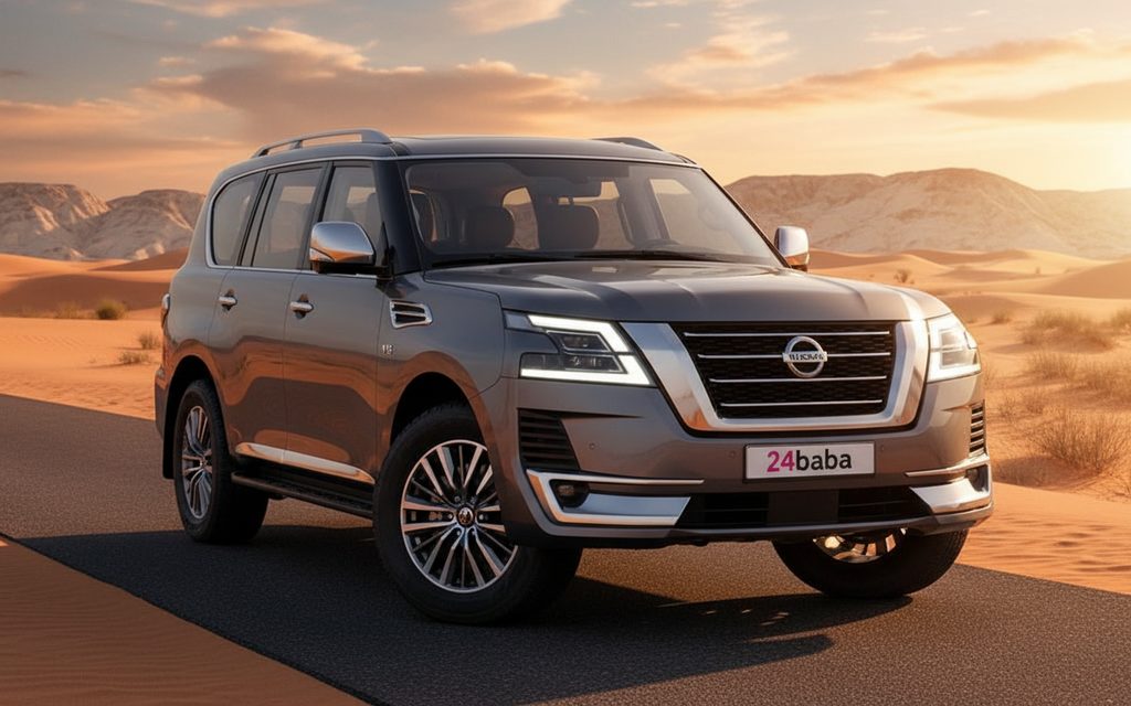 Nissan Patrol 2021 Grey front view with headlights