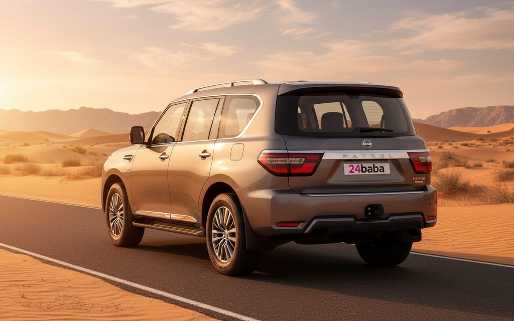 Nissan Patrol 2021 Grey rear view showing taillights