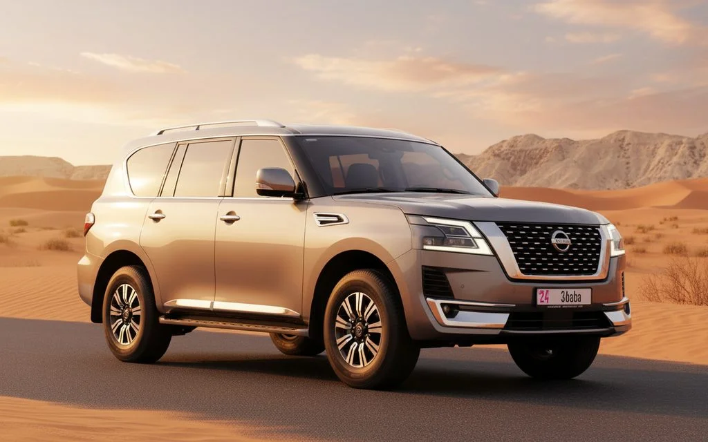Nissan Patrol 2024 Grey front view with headlights