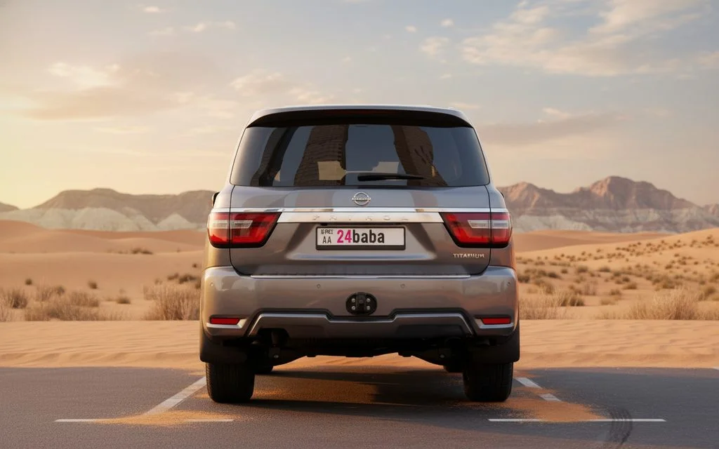 Nissan Patrol 2024 Grey rear view showing taillights