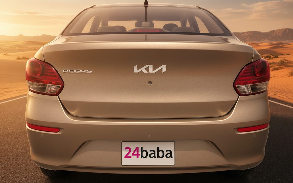 Kia Pegas 2022 Grey rear view showing taillights